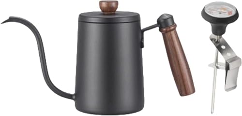 Momgla コーヒーケトル コーヒーケトル細口 ドリップポット 厚手のステンレス ?木柄 大容量 軽量 耐久性 ド ドル付き カフェ 家庭用 業務用 商業用途 アウトドア キャンプ (C,600ml)