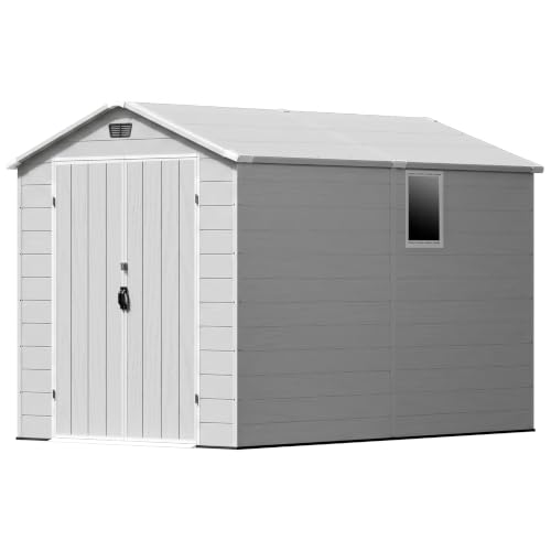 Image of Patiowell 6X10 FT Plastic Outdoor Storage Shed with Floor, Light Grey