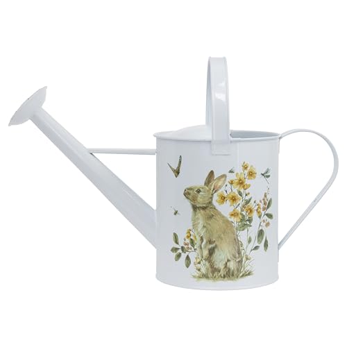 Boston International Galvanized Metal 16.25" Long Watering Can, Garden Rabbit