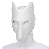 Alodidae Fox Mask 3 Pcs DIY Animal Masquerade Masks White Paintable Halloween Party Wolf Cosplay Costume Accessory