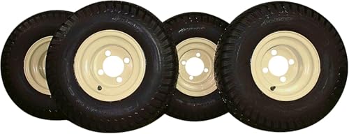 Antego 18x9.50-8 Golf Cart Tire & Wheel Assembly, Tan, 1 Pack