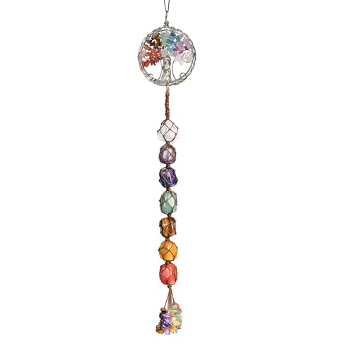 Anjiucc Handmade Crystal Window Car Hanging Ornaments 7 Chakra Home Ornament Yoga Meditation Car Decoration（A-Style 12）