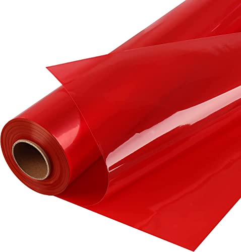 POPGIFTU 86CM x 30M Cellophan Rolle Rot, 3Mil Dick Transluzent Rote Geschenkfolie, Große Rot Zellophan Geschenkpapier für Blumen Snack Geschenkkörbe Wrap, Kunst und Handwerk und vieles mehr