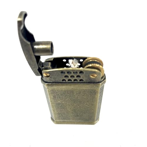 Vintage Style Kerosene Lighter, Copper-Toned Metal, Flint Spark Design(Without fuel) (Gold)