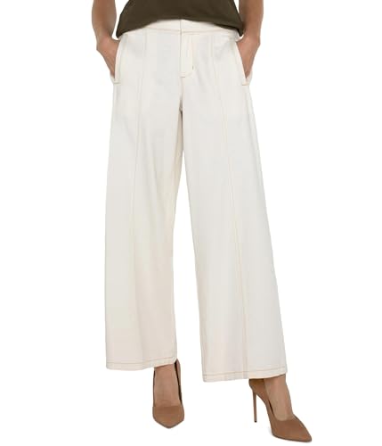 Liverpool Women's Wide Leg Mid-Rise Trouser with Elastic Back Waistband