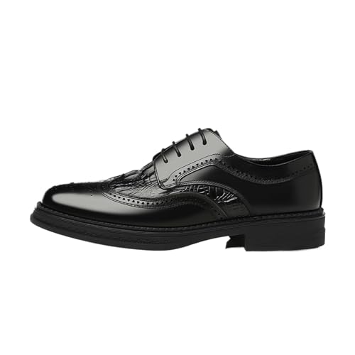 Men's Genuine Leather Versatile Dress Casual Wingtip Brogue Shoes, Comfortable & Breathable, Ideal for Business & Wedding for Men