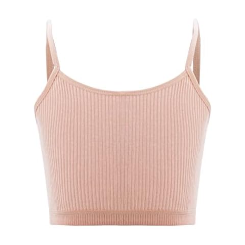 Zaldita Child Big Girls Camisole Dance Crop Tops Sport Vest Yoga Gym Training Bras Cami Shirts Activewear Orange 10-12 Years Cover