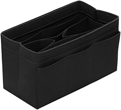 DailyPlus Purse Organizer Insert Felt Bag Organizer Handbag Organizer Insert Bag In Bag Organizer for Tote Purse Bag 14 Pockets Black Small