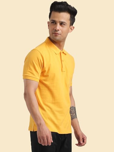 Image of Rupa Bumchums Men Super Combed Cotton Solid Half Sleeve Club Collar Polo Regular Fit T-Shirt with Chest Pocket