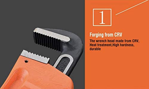 Edward Tools Pipe Wrench - Heavy Duty Heat Treated Steel Plumbing Wrench Tool - Forged Hook Jaw For Superior Grip - Quick Adjustment Nut (18") #TOP1