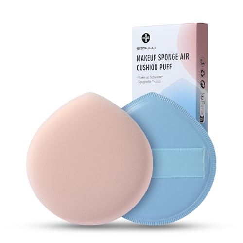EIGSHOW Esponja Maquillaje Esponja Maquillaje Cara Grande y Suave en Forma de Lágrima Para Base Corrector en Polvo etc. Azul y Color Piel Paquete de 2 (M121)