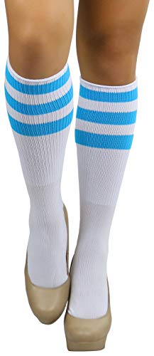 Image of ToBeInStyle Women's Premium Below Knee Athletic Socks w /Contrasting Wide Stripes