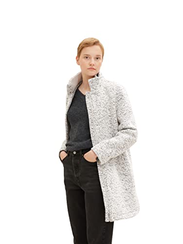 TOM TAILOR Denim Damen Boucle Mantel 1032674, 18665 - Grey Black Boucle, S