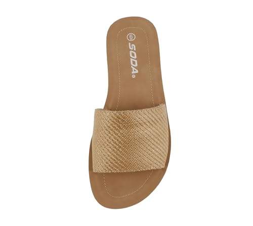 Image of Soda Shoes Efron-S Women Flip Flops Basic Plain Slippers Slip On Sandals Slides Casual Peep Toe Beach
