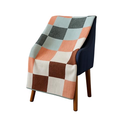 Tommy Lion Manta de lana de alpaca, 152 x 203 cm, hecha a mano, hipoalergénica, sostenible, para todo el año, colección bohemia (multicolor, 152 x 203 cm)