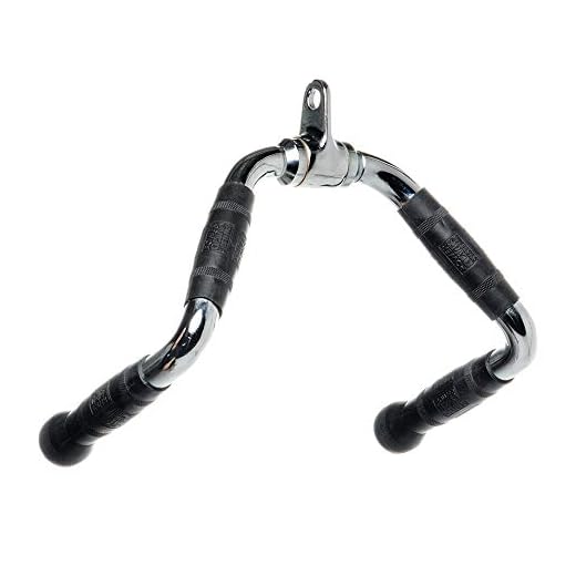 Power Systems Premium Revolving Multi Exercise Bar Accessory for Cable Machine Systems, U-Shaped Bar with Two Grip Options, Chrome (61962)