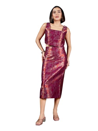 Image of PURVAJA Women's Sleeveless Top Skirt Printed Co-Ords Set