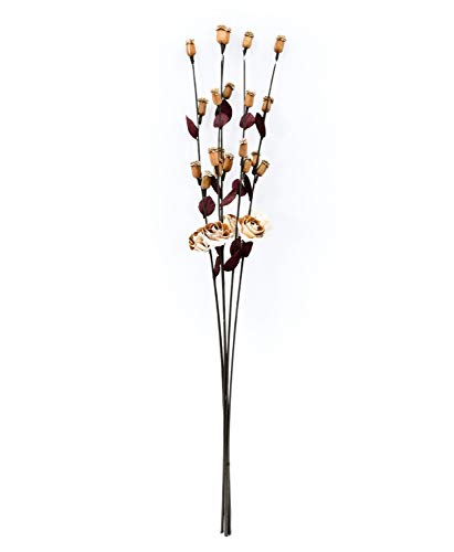 Image of Leewadee Decorative Flowers - Colored Flower Stems for Vases, Loose and Dried Branches with Flowers for Decoration, 34 inches, Ecru