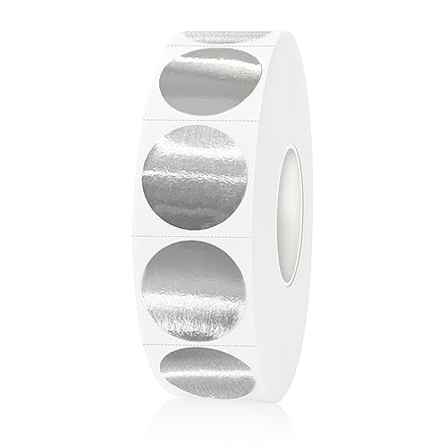 Yeachlaing 1200 Pieces 0.75 Inch Round Color Coding Label Garage Sale Stickers Blank Yard Sale Price Sticker Permanent Adhesive Dots Stickers,Easily Writable with Perforation Line (Silver)