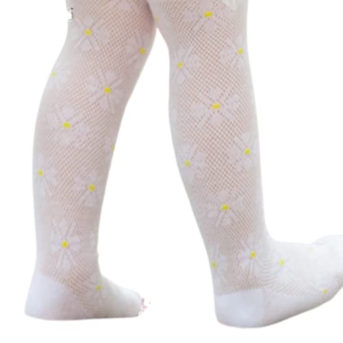 Baby Tights For Girls Thin Cotton Baby Girls Tights mesh white Flower Stocking Baby and Toddler Tights Size 0-1, 2-3y2