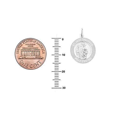 Ritastephens Sterling Silver Saint St Jude Thaddeus Medal Round Charm Pendant Necklace (Small, Regular)2