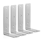 Anterrific Silver Shelf Brackets, 4 Pack Heavy Duty Floating Shelf Bracket, Stainless Steel L Brackets for Shelves, 7 Inch
