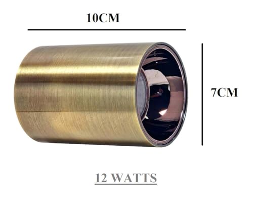 Image of Mufasa 12 Watts Gold Finish LED Round Surface Light Cylindrical Shape Indoor Ceiling Mounted Spot Light Down Light Aluminum Body (Warm White)