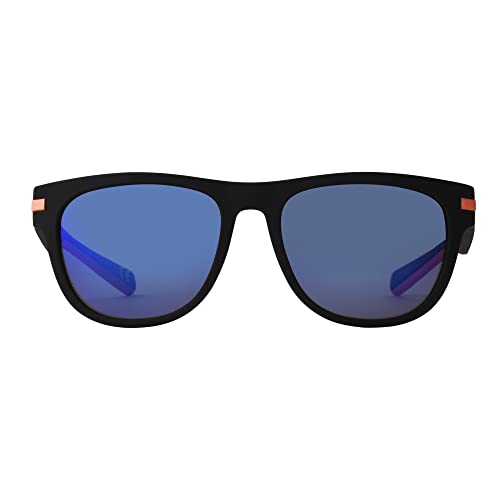 Panama Jack Men's Polarized Blue-Purple Mirror Square Sunglasses, Black, 543