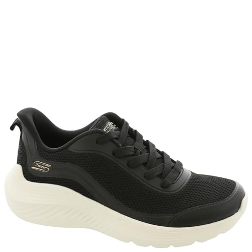 Skechers Women's BOBS Squad Waves-Still Wading Sneaker, Black/White, 8.5