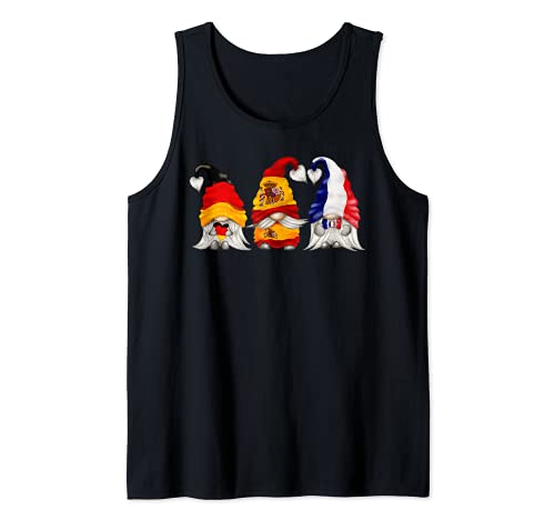 Spain Germany France Gnome Tank Top, Black