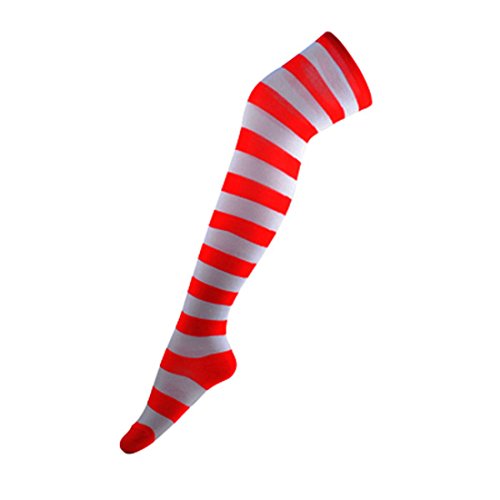 Preisvergleich Produktbild Kolylong® overknee strümpfe Frauen Cosplay gestreifte Schenkel hohe socken (Rot)