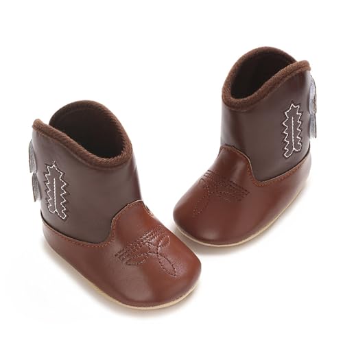 Toddler Leather Soft Sole Cowboy Boots for Baby Boys Girls Newborn Infant Prewalker Non Slip Shoes with Embroidery Size 4 Baby Shoes Boys Toddler Girl Slippers Boots4