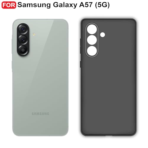 Image of CEDO Back Cover for Samsung Galaxy A57 (5G) | Camera Bump Protection & Inner Velvet Fabric Lining | Ultra Slim Matte Soft Rubberised Case Cover (Black)