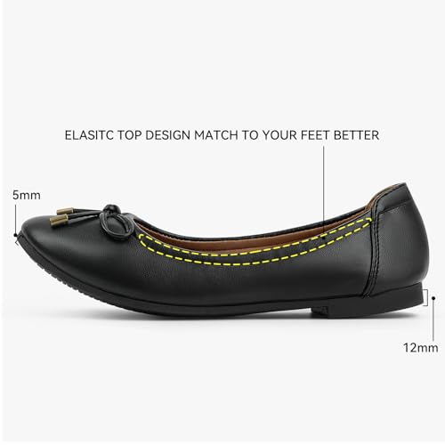 Womens Flats Ballet Shoes Comfortable Bowknot Round Toe Slip On Ballerina Dress Walking Flats Shoes with Latex Insole Low Wedge (Size Up)2