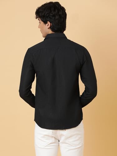 Image of KOTTY Men's Textured Casual Shirt - Long Sleeve||Button-Down Collar||Classic Fit