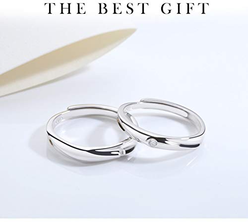 Alliance argent brillant mariage et bague réglable zircone 2PCS - 2
