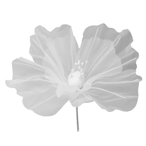 Fleur d'organza blanche de 50cm avec perles Buachois pour déco