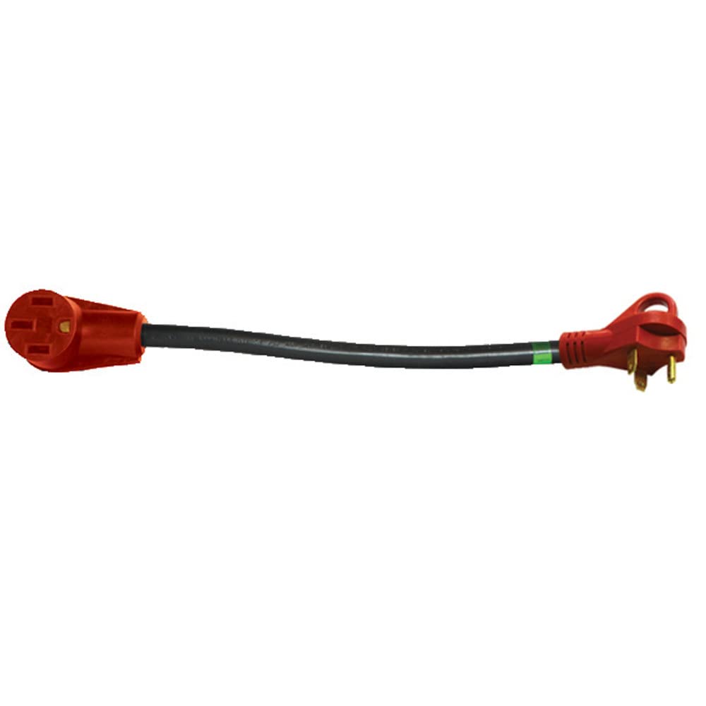 Valterra A10-3050FHVP Mighty Cord 12" Adapter Cord w/Handle - 30AM - 50AF, Red (Carded)