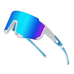 White Frame Blue Mirrored Lens