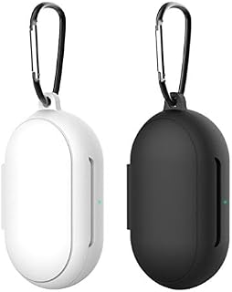 Hemobllo Compatible for Samsung Galaxy Buds Plus Earphone Box Silicone Case Protective Compact Earbuds Case for Women Men 2 Pcs (Black+White)