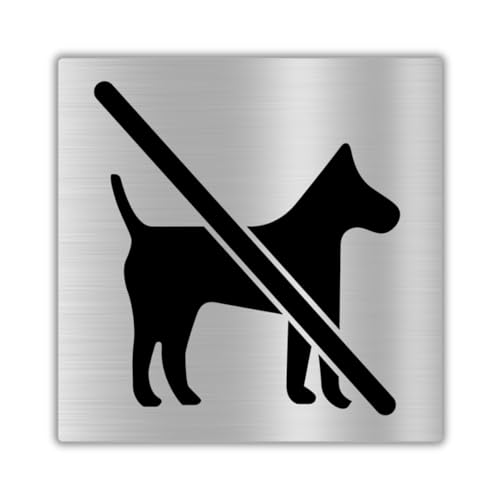 LEIASA | Selbstklebendes Hunde Verboten Schild - 10x10 cm - 0,8 mm Dicke - Aluminium - Kein Hund Schild - Verbotsschild Haustiere - Türschild Tiere Nicht Erlaubt (Hundeverbot Schild)