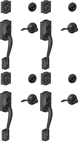 Image of SCHLAGE Camelot Single Cylinder Handleset and Right Hand Accent Lever, Matte Black (F60 CAM 622 Acc RH) (Pack of 4)