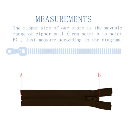 Image of ANPURZII 2PCS #5 20 Inch Brown Separating Jacket Zippers for Sewing Coats, Molded Plastic Bulk Zippers(Brown 20 inch 2PCS)