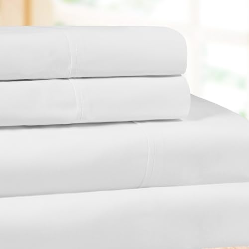 Parure de lit percale de coton 300 fils blanche drap premium de qualité hôtelière pour lit XL - 7