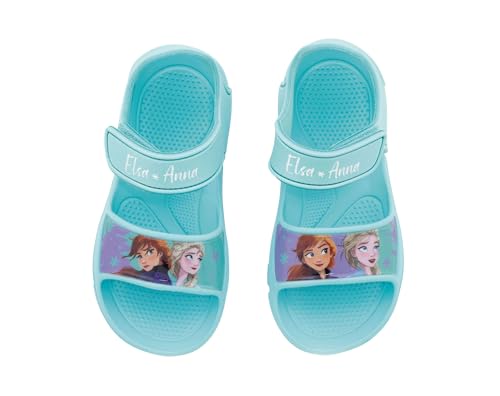 E plus M Frozen - Chanclas de goma EVA con cierre de , resistentes al agua, para piscina y bañera, turquesa, 32 EU