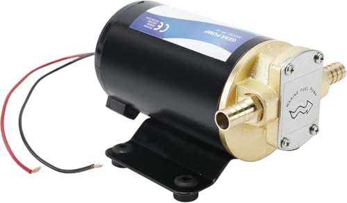 YaeMarine 12V 3.2GPM Impellor Gear Pump Self Priming Reversible for Diesel Lubricants Machinery Fuel Scavenge Oil Transfer (Black)