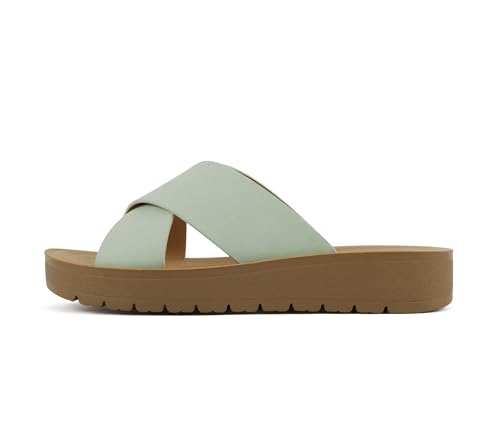 Image of Soda LUCY ~ Women Open Toe Flatform Platform Crisscross Band Upper Fashion Slide Sandals