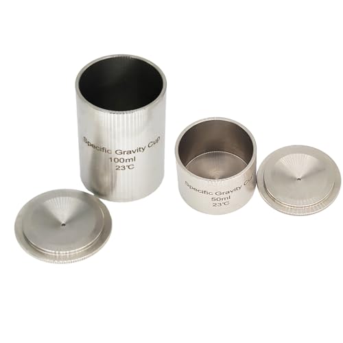 High Precision Stainless Steel Specific Gravity Cup Density Cup Pycnometer 100 mL and 50 mL Simple Pack