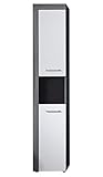 mit viel Stauraum trendteam smart living Badezimmer Hochschrank Schrank Badezimmerschrank Miami, 36 x 184 x 31 cm in Korpus Rauchsilber Dekor, Front Weiß mit offenem Fach und viel Stauraum
