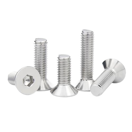 50個 M2 M2.5 304 A2 ステンレス鋼 六角六角穴付き皿ボルト ネジ(6mm,M2(50pcs))